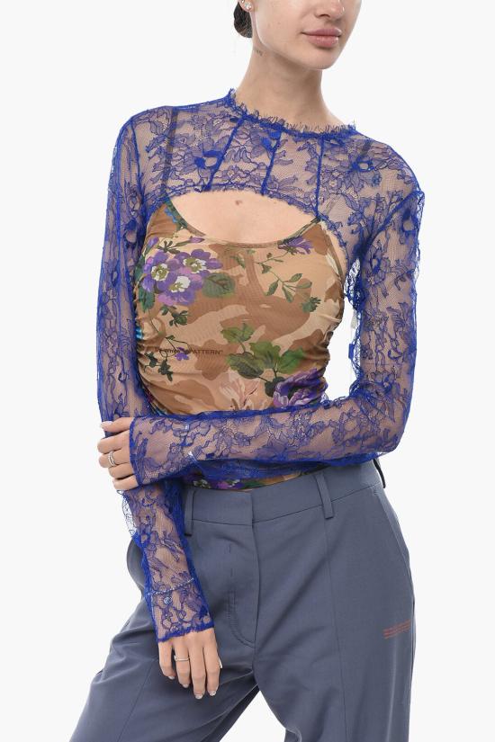  오프화이트 긴팔 티셔츠 OWAD230S23FAB0014545 Blue