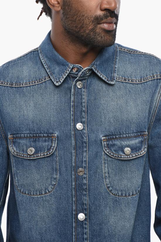  오프화이트 데님 셔츠 OMYD053F23DEN0024400 Blue - OFF WHITE