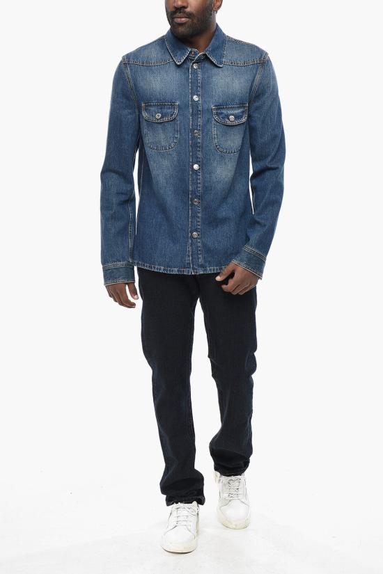  오프화이트 데님 셔츠 OMYD053F23DEN0024400 Blue - OFF WHITE