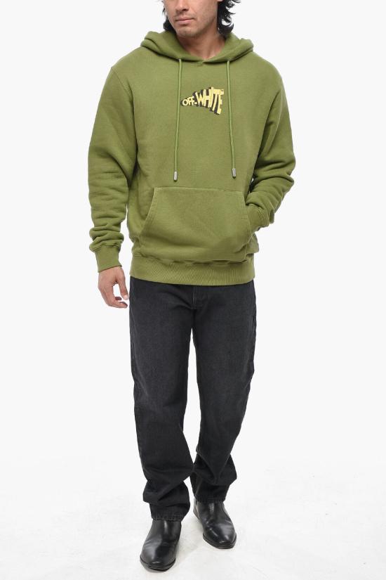  오프화이트 후드 티셔츠 OMBB097G20FLE0085518 Green - OFF WHITE