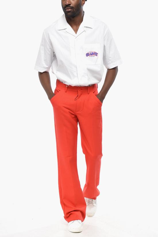  오프화이트 스트레이트 팬츠 OMCG026S21FAB0022501 Red - OFF WHITE