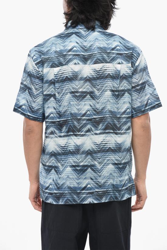  미소니 반팔 셔츠 US25SJ0GBW00VV S72JM Blue - MISSONI