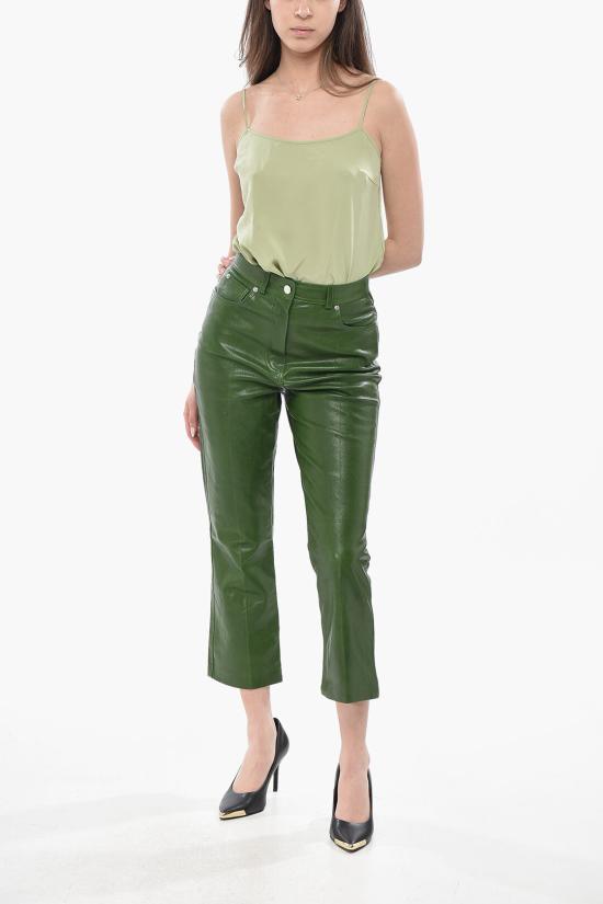  살바토레 페라가모 가죽 팬츠 13E779 P 772737 FOREST GREEN - SALVATORE FERRAGAMO