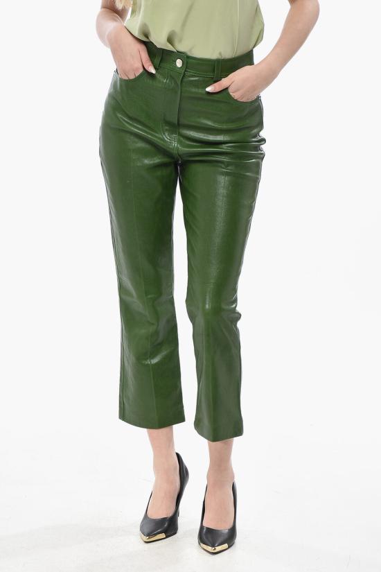  살바토레 페라가모 가죽 팬츠 13E779 P 772737 FOREST GREEN