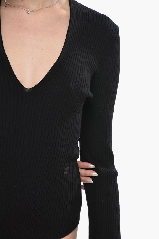  쿠레쥬 바디수트 티셔츠 224MBD072FI0001 9999 Black - COURREGES