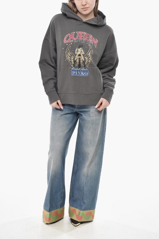  핑코 후드 티셔츠 104623A2DB I63 Anthracite - PINKO