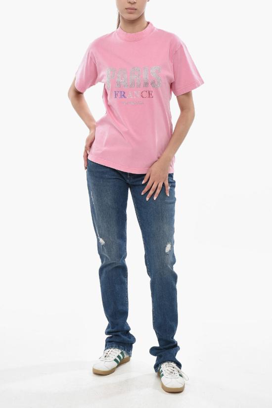  발렌시아가 반팔 티셔츠 809122TRVL59568 Pink - BALENCIAGA
