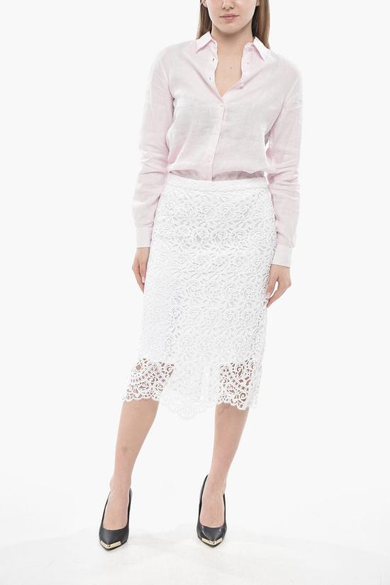 버버리 미디 스커트 8067787 White - BURBERRY