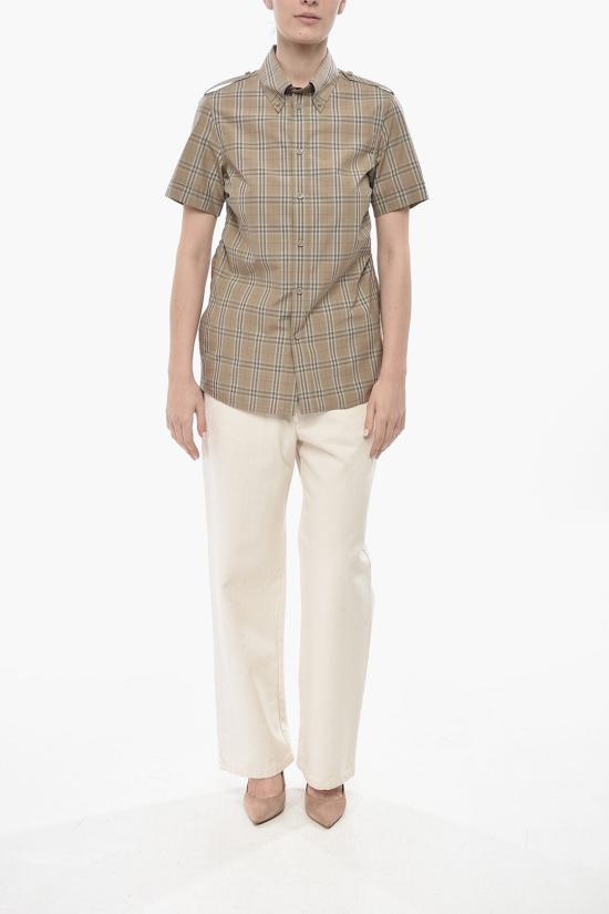  버버리 슬림 핏 체크 코튼 셔츠 8107968NUTIPCHECK Beige - BURBERRY