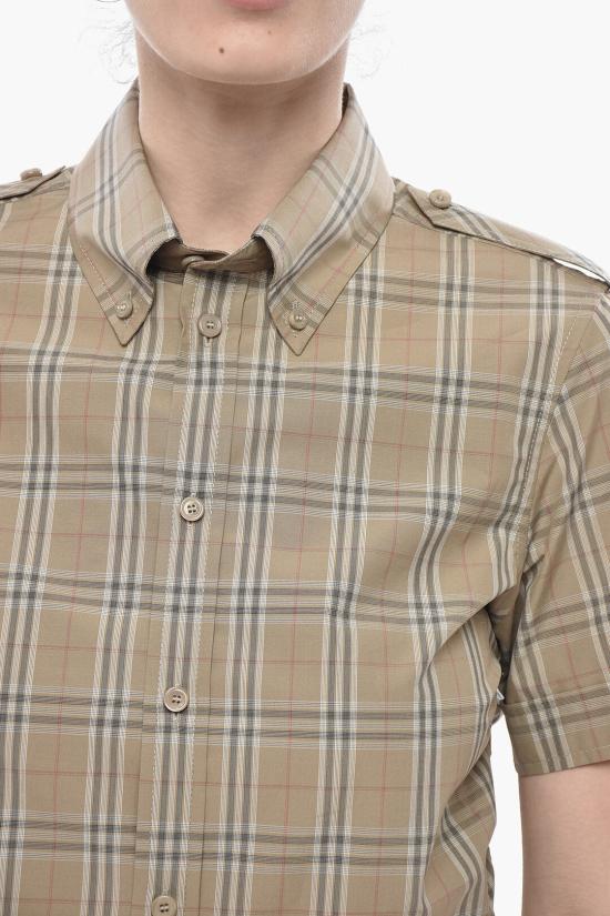  버버리 슬림 핏 체크 코튼 셔츠 8107968NUTIPCHECK Beige - BURBERRY