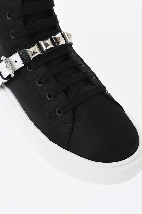  프라다 니트 패브릭 및 가죽 스니커즈 1T692L W08 F0967 20 Black - PRADA