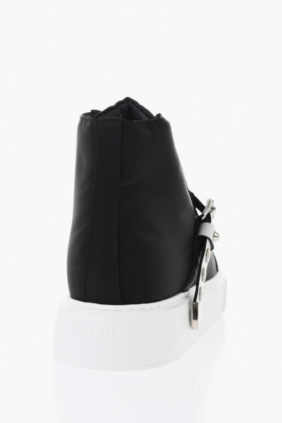  프라다 니트 패브릭 및 가죽 스니커즈 1T692L W08 F0967 20 Black - PRADA