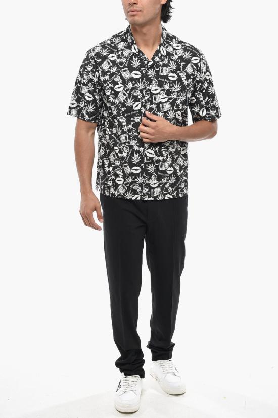  팜앤젤스 반팔 셔츠 PMGG005T24FAB0011001 Black White - PALM ANGELS