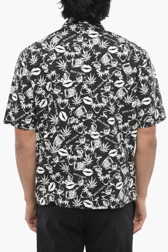  팜앤젤스 반팔 셔츠 PMGG005T24FAB0011001 Black White - PALM ANGELS