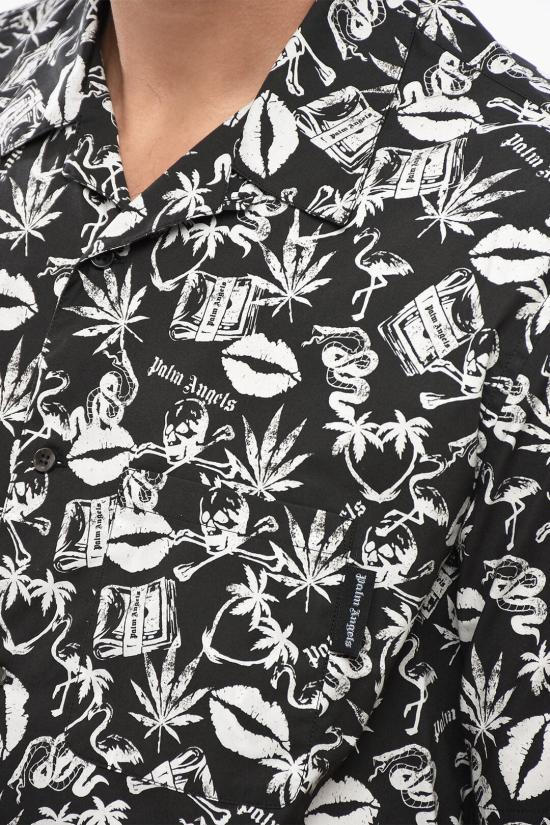  팜앤젤스 반팔 셔츠 PMGG005T24FAB0011001 Black White - PALM ANGELS