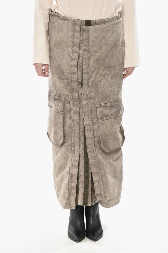  와이프로젝트 롱 스커트 103SK001 F565 WASHED KHAKI Brown