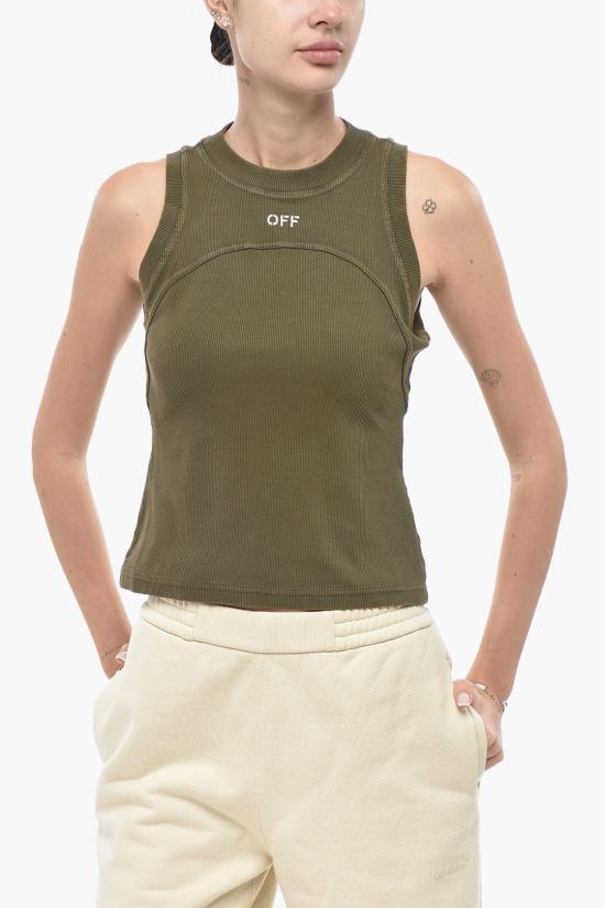  오프화이트 탑 OWAD236S25JER0015401 Military Green