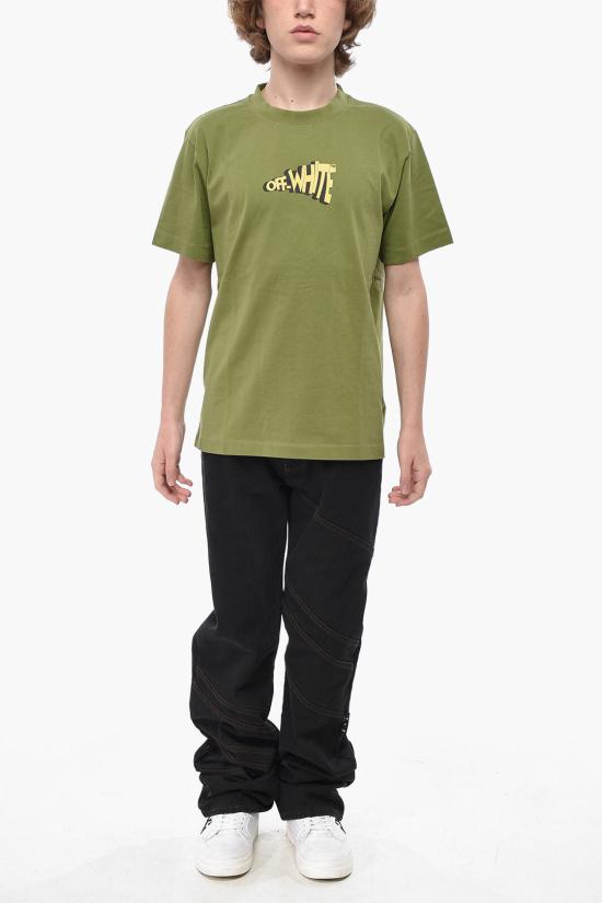  오프화이트 반팔 티셔츠 OMAA027G20JER0645518 Green - OFF WHITE