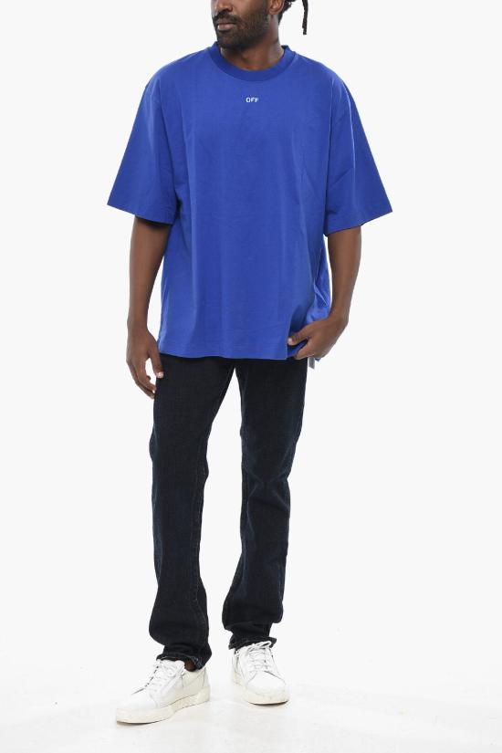  오프화이트 반팔 티셔츠 OMAA120F23JER0016901 Blue - OFF WHITE