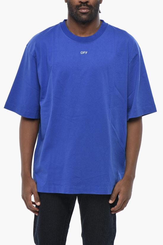  오프화이트 반팔 티셔츠 OMAA120F23JER0016901 Blue