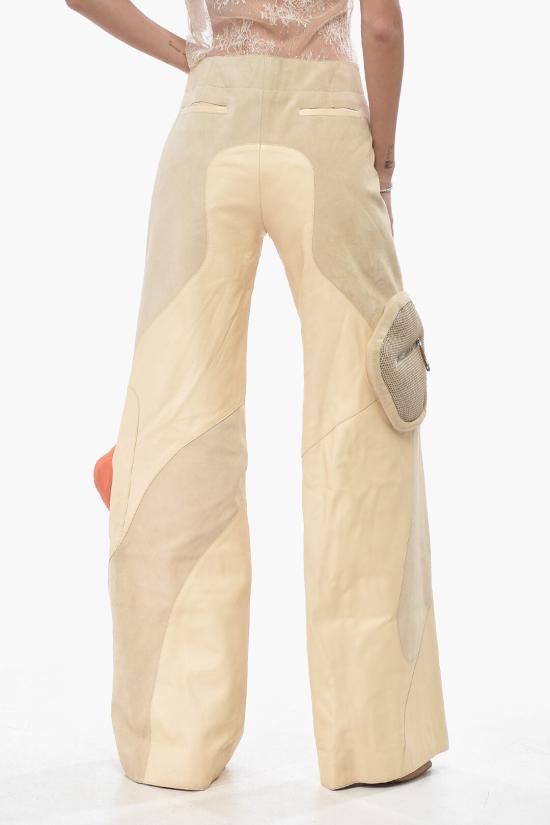  오프화이트 가죽 팬츠 OWJB032S23LEA0016133 Beige - OFF WHITE