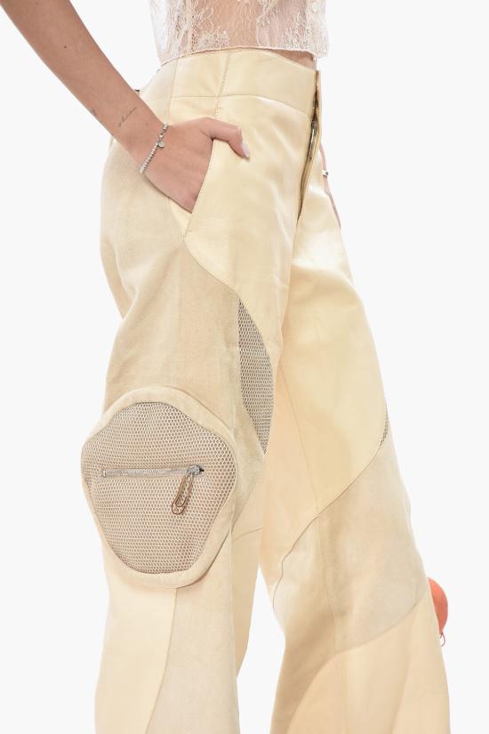  오프화이트 가죽 팬츠 OWJB032S23LEA0016133 Beige - OFF WHITE