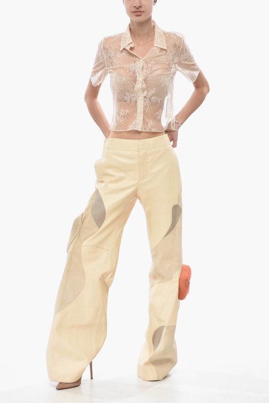  오프화이트 가죽 팬츠 OWJB032S23LEA0016133 Beige - OFF WHITE