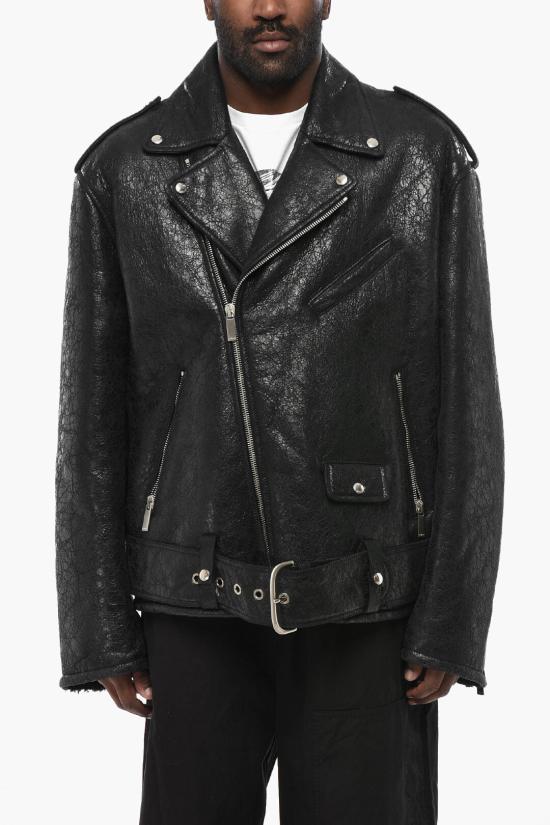  오프화이트 무스탕 OMJL004F23LEA0011000 Black