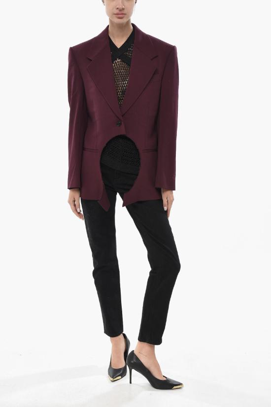  오프화이트 수트 자켓 OWEF113F23FAB0012828 Burgundy - OFF WHITE