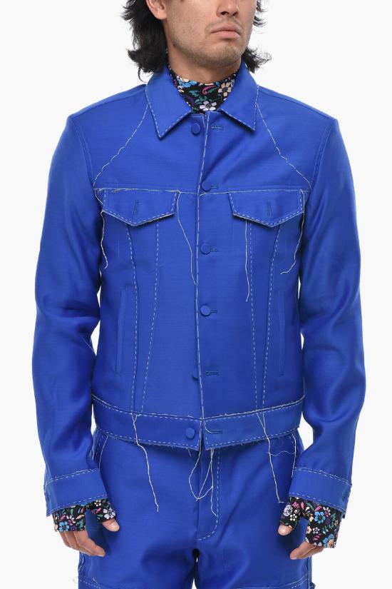  오프화이트 데님 자켓 OMEV010S23FAB0016900 Blue