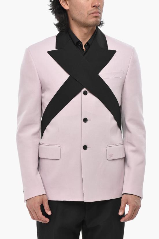  오프화이트 수트 자켓 OMEN076F24FAB0013010 Pink