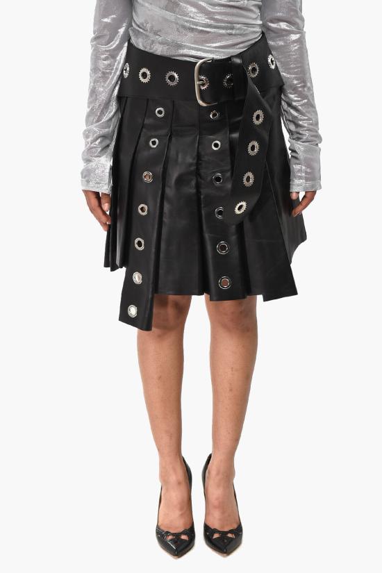  오프화이트 미디 스커트 OWJC024F23LEA0011000 Black