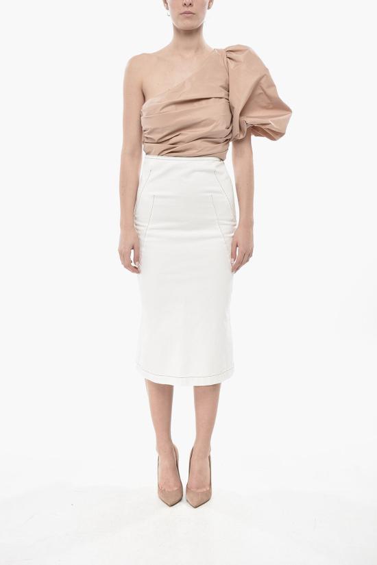  드리스 반 노튼 미디 스커트 242 010825 9387 001 White - DRIES VAN NOTEN