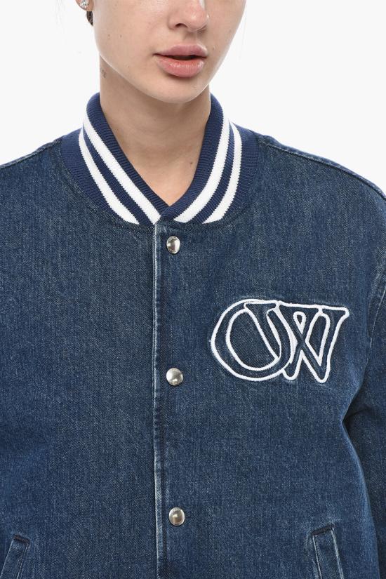  오프화이트 봄버 자켓 OWEK009F24DEN0014645 Blue - OFF WHITE