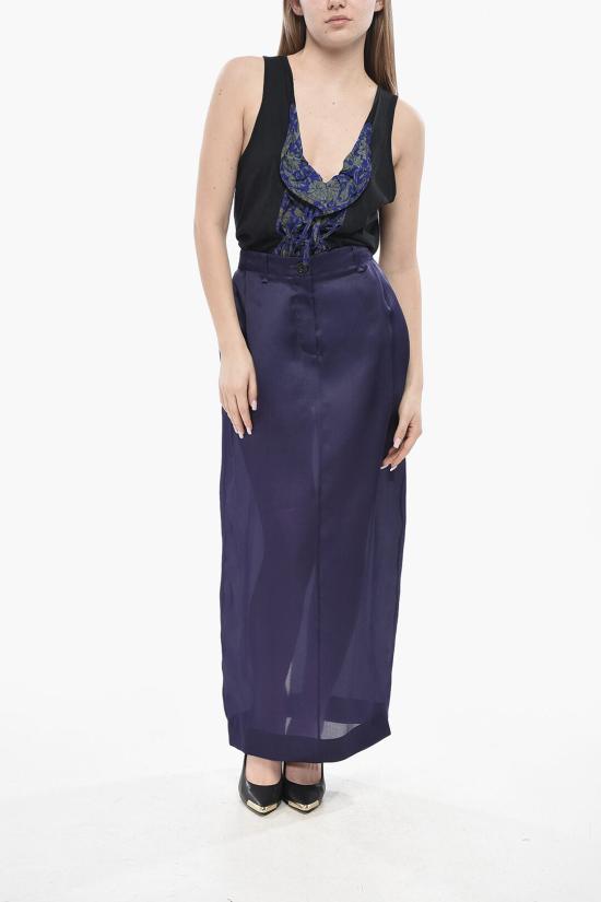 케이트 플리츠 타탄 체크 롱 스커트 41493002W3002 803 Blue - KHAITE