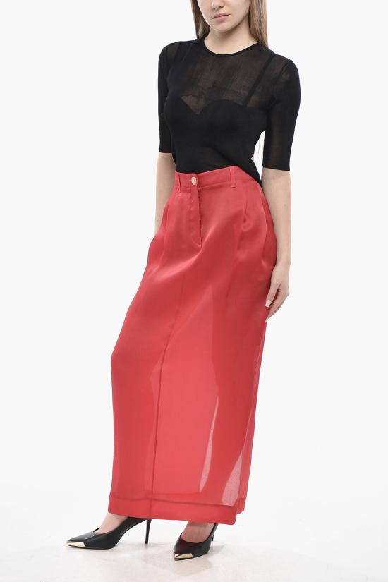  케이트 플리츠 타탄 체크 롱 스커트 41493002W3002 625 Red - KHAITE