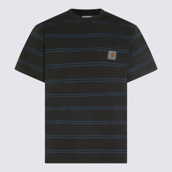 26FW 칼하트 WIP 반팔 티셔츠 I036855 3SIGD BERT STRIPE GRAPHITE CURACAO GARMENT DYED DOM