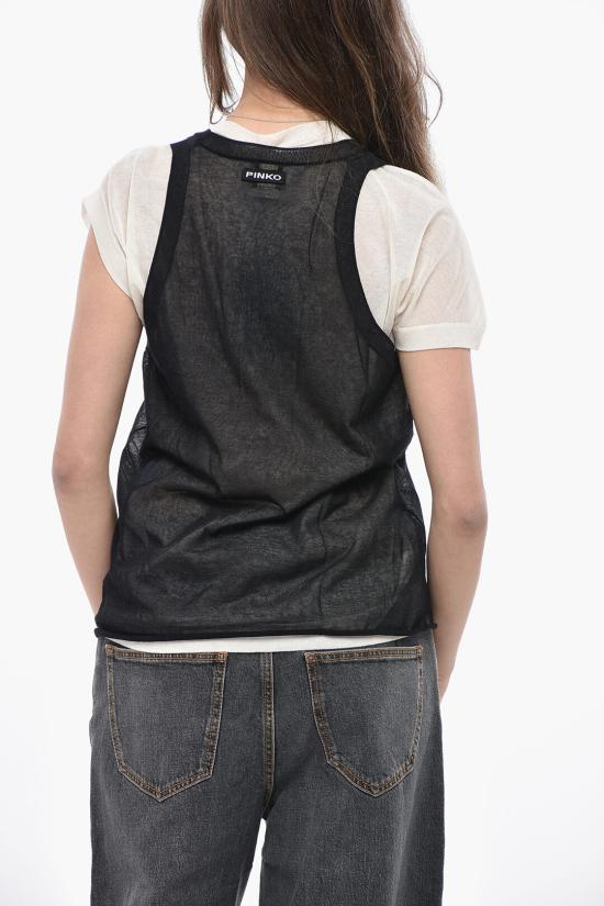  핑코 탑 105152A2LS ZZ2 Black White - PINKO