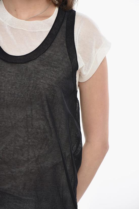  핑코 탑 105152A2LS ZZ2 Black White - PINKO