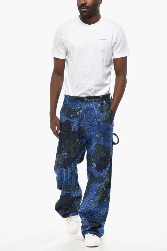  오프화이트 스트레이트 팬츠 OMYA134F22DEN0044500 Blue - OFF WHITE