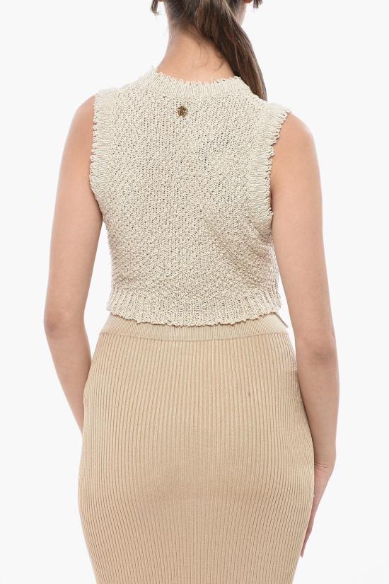  로베르토 카발리 민소매 티셔츠 UWM606ME005 00503 Beige - ROBERTO CAVALLI