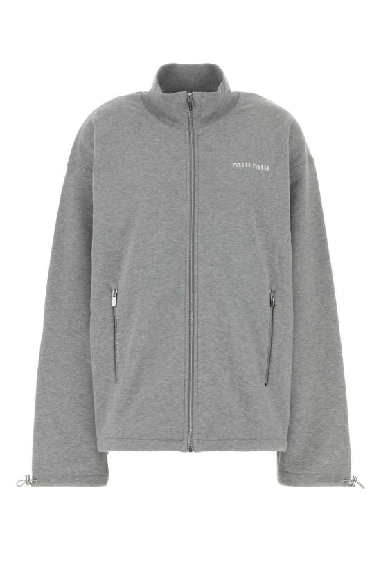 26FW 미우미우 코튼 플리스 지퍼 스웨트셔츠 MJL042SOOO13UK F0031 Grey