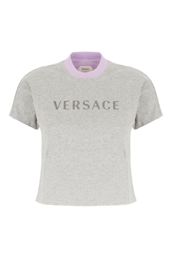 26FW 베르사체 반팔 티셔츠 10260021A18732 2EZ00 LIGHT GREY MELANGE MAUVE