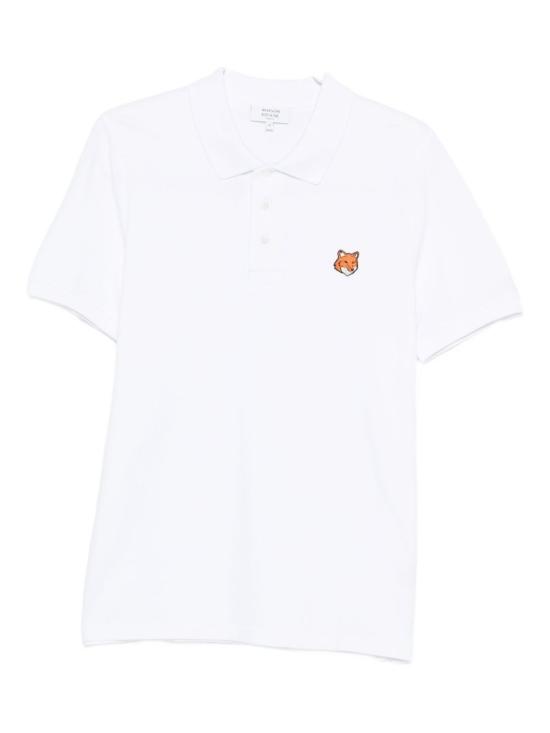 26FW 메종키츠네 폭스 헤드 레귤러 폴로 티셔츠 PM00209 KP0002P100 WHITE
