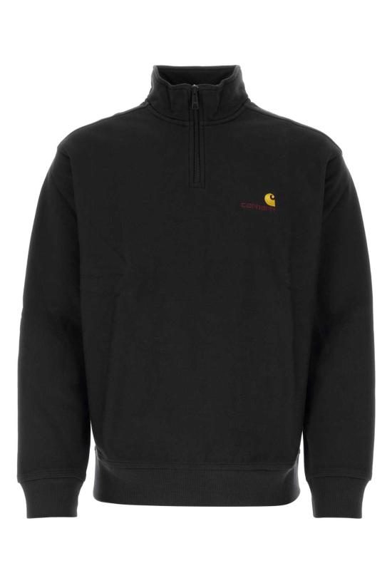 26FW 칼하트 WIP 하프 집 아메리칸 스크립트 스웨트셔츠 I027014 89XX Black