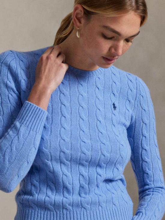 26FW 폴로 랄프로렌 폴로 자수 케이블 니트 스웨터 211971865 004 NEW LITCHFIELD BLUE - POLO RALPH LAUREN