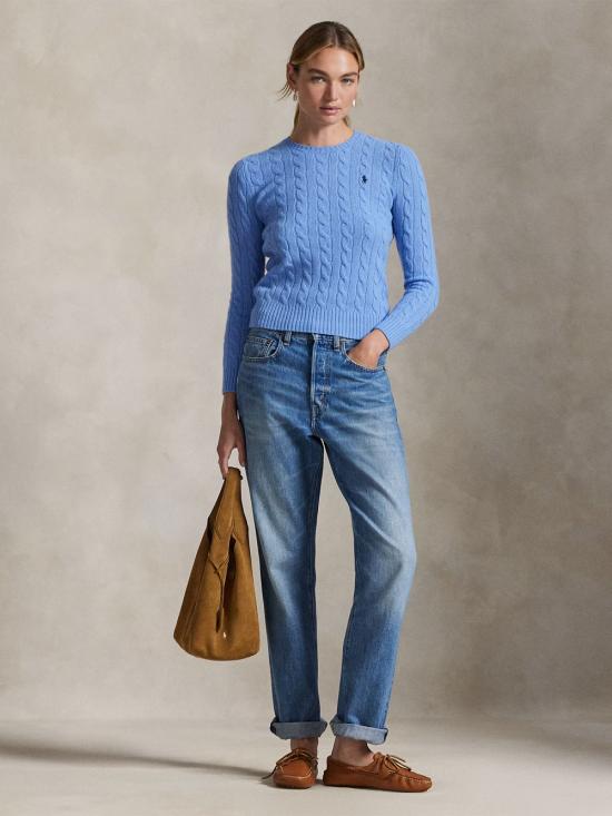 26FW 폴로 랄프로렌 폴로 자수 케이블 니트 스웨터 211971865 004 NEW LITCHFIELD BLUE - POLO RALPH LAUREN