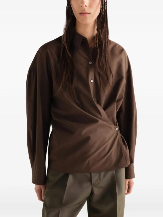 26FW 르메르 스트레이트 칼라 트위스트 셔츠 SH1141 LF1500BR477 Brown - LEMAIRE