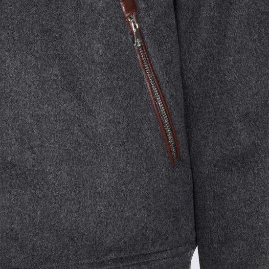 26FW 브루넬로 쿠치넬리 본디드 울 플란넬 탈부착 후드 다운 자켓 MM4701606 CNV62 DARK GREY - BRUNELLO CUCINELLI