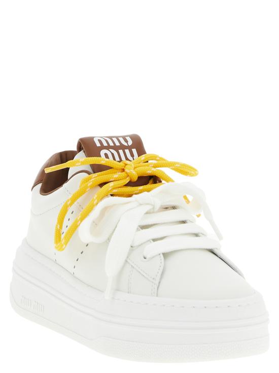 26FW 미우미우 레더 플랫폼 스니커즈 5E710EF0503L48F0TPR Brown - MIU MIU